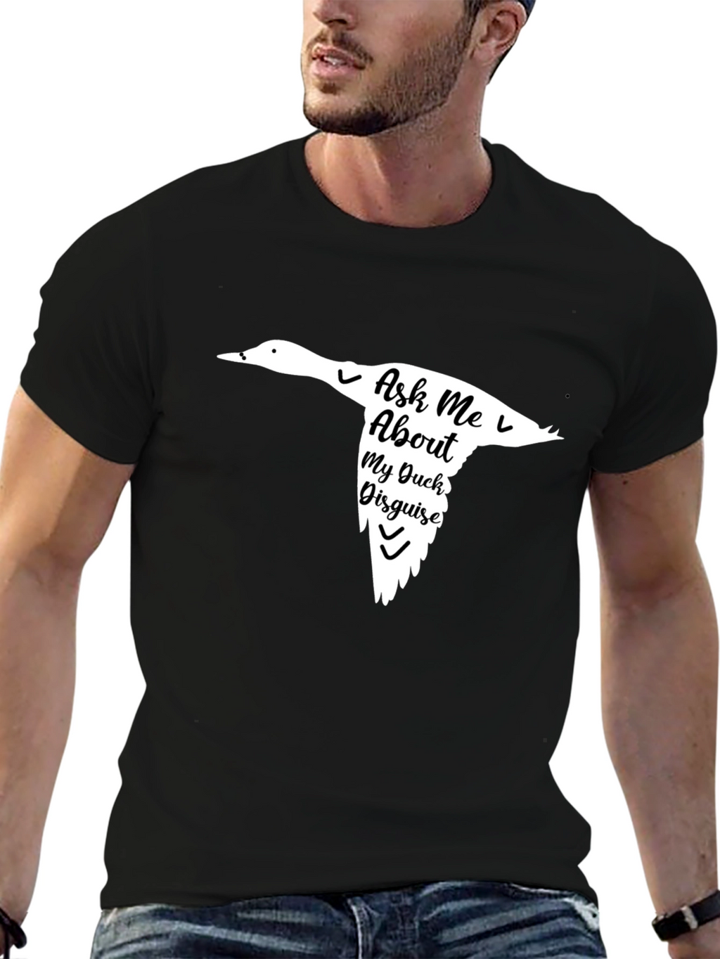 Ask Me About My Duck Disguise Black T-Shirt