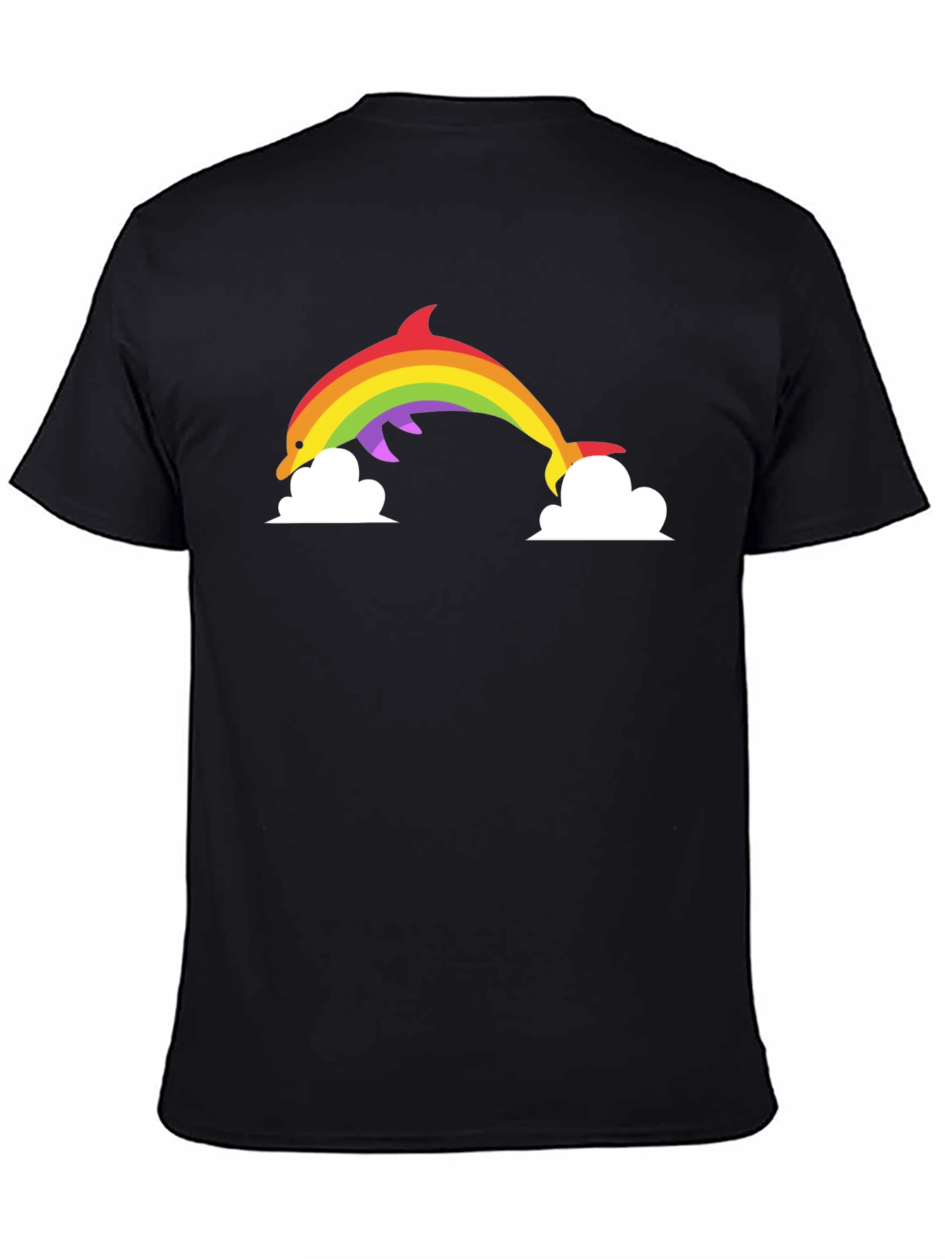 Rainbow Dolphin Graphic Tee - Black