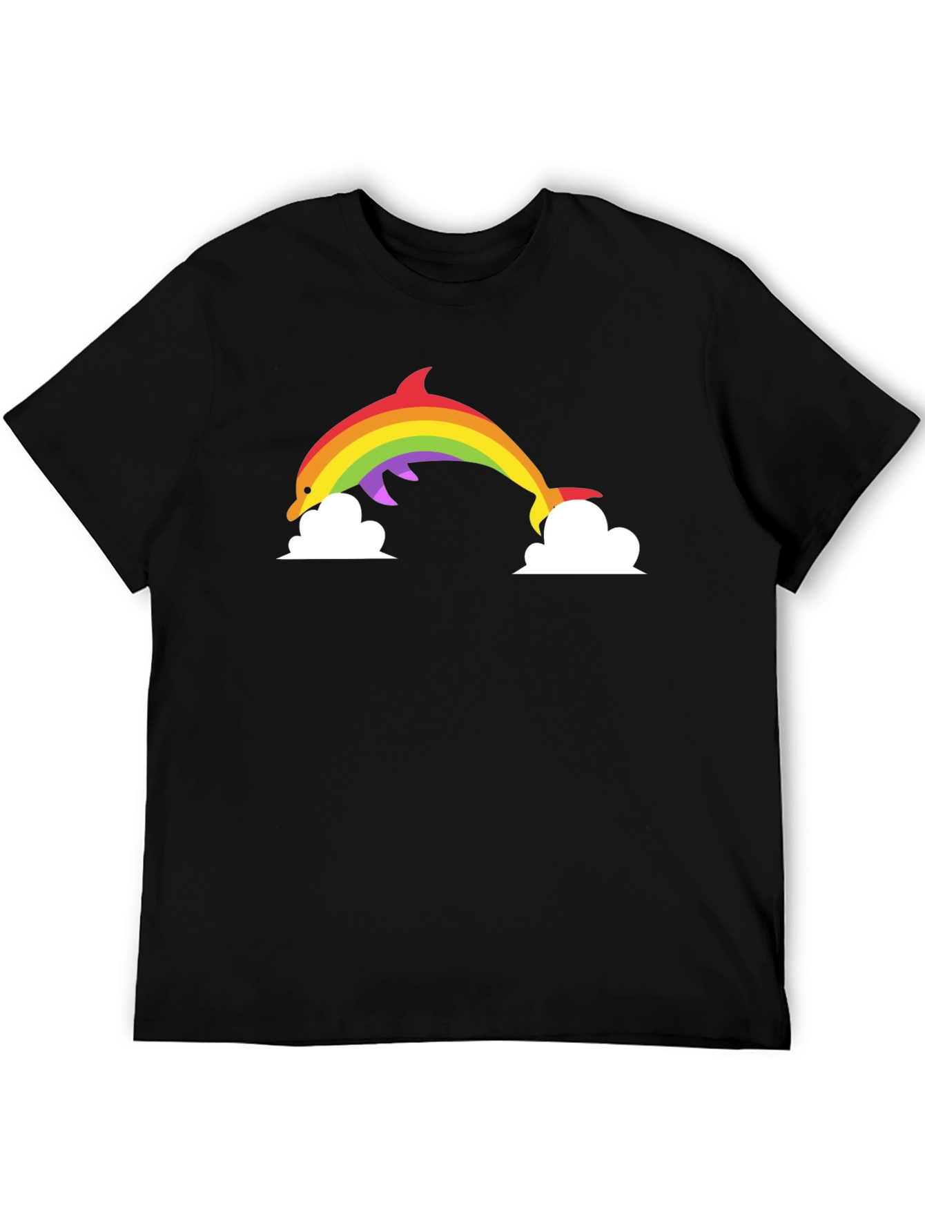 Rainbow Dolphin Graphic Tee - Black