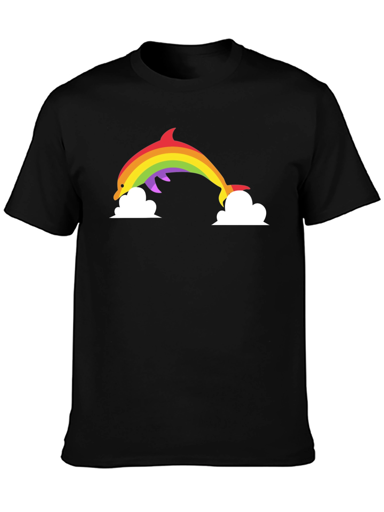 Rainbow Dolphin Graphic Tee - Black
