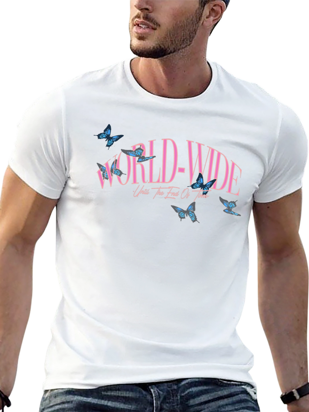 Worldwide Butterfly Graphic Black T-Shirt