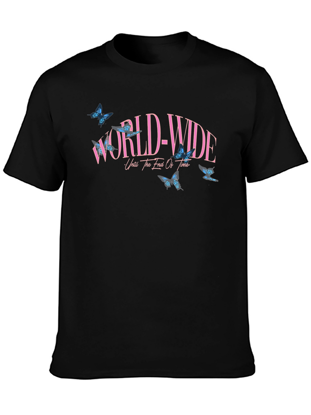 Worldwide Butterfly Graphic Black T-Shirt