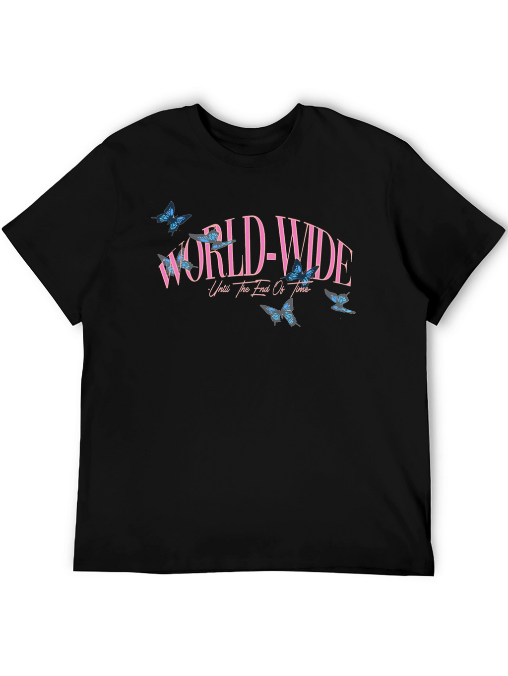 Worldwide Butterfly Graphic Black T-Shirt