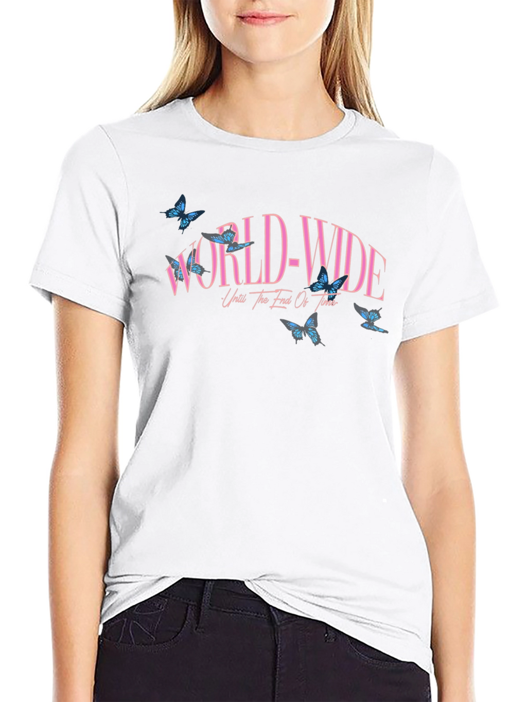 Worldwide Butterfly Graphic Black T-Shirt