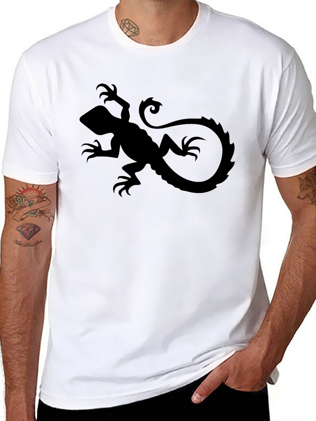 Black Lizard Graphic Tee - Cool Reptile Design