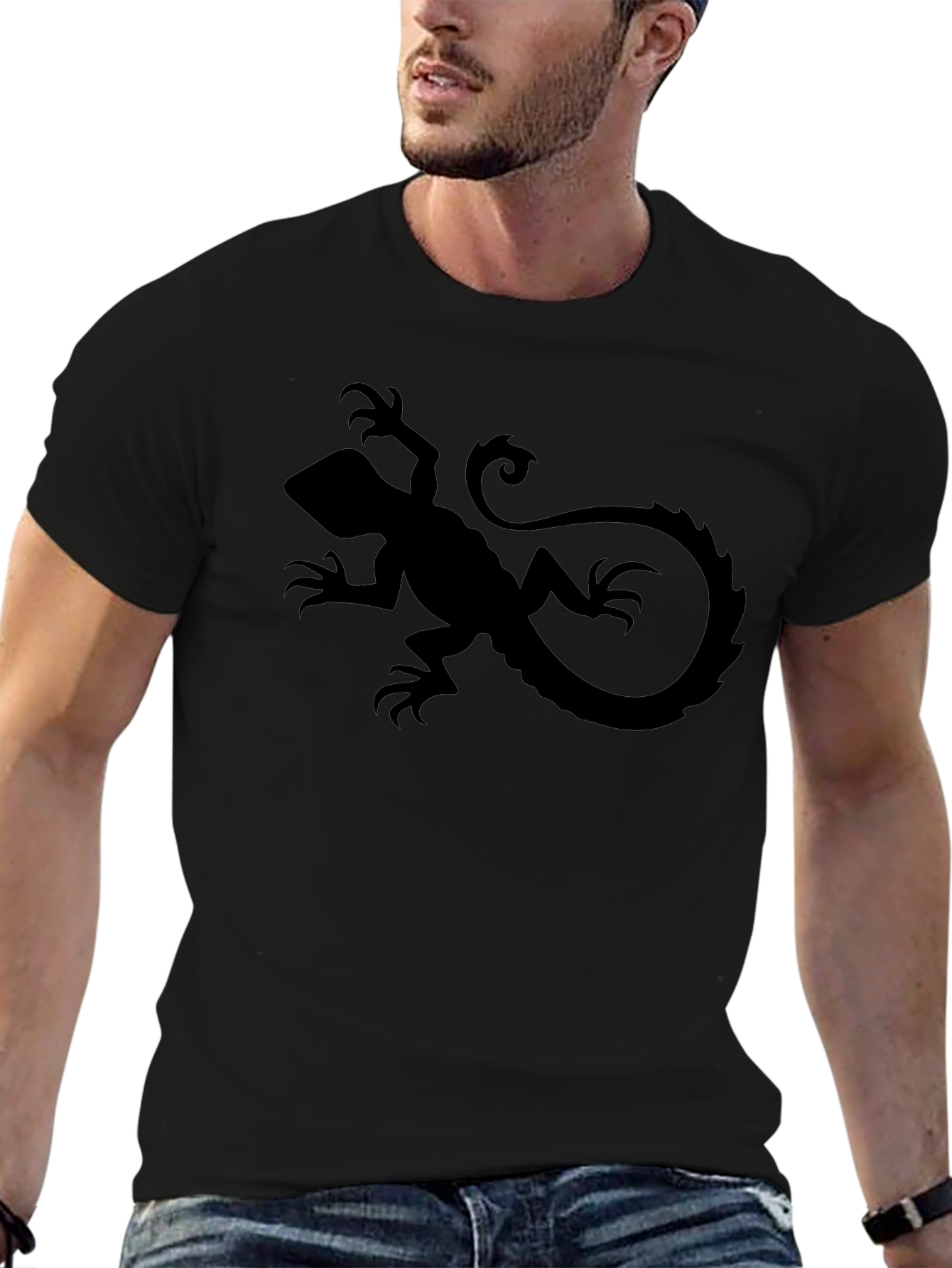Black Lizard Graphic Tee - Cool Reptile Design