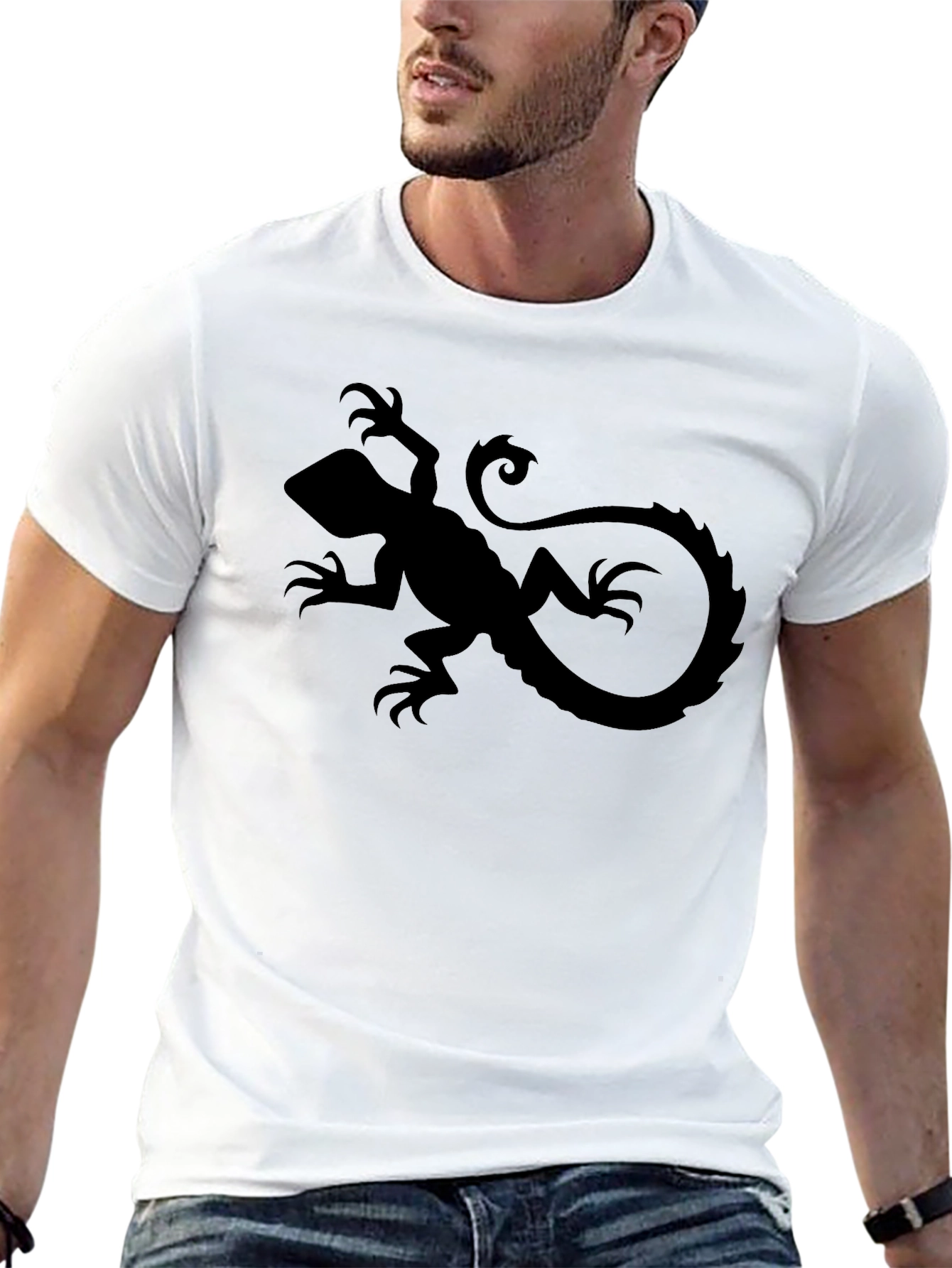 Black Lizard Graphic Tee - Cool Reptile Design