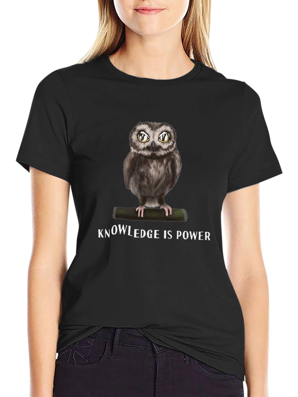 Knowledge is Power Owl Graphic T-Shirt