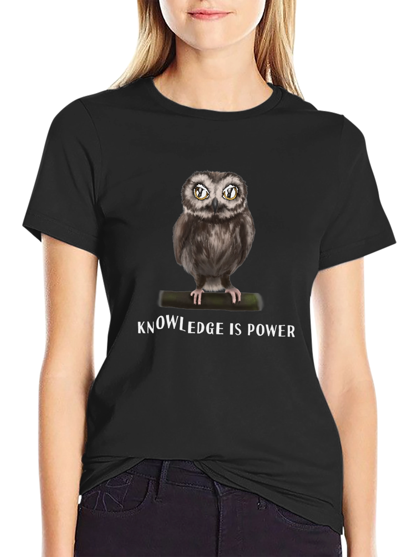 Knowledge is Power Owl Graphic T-Shirt