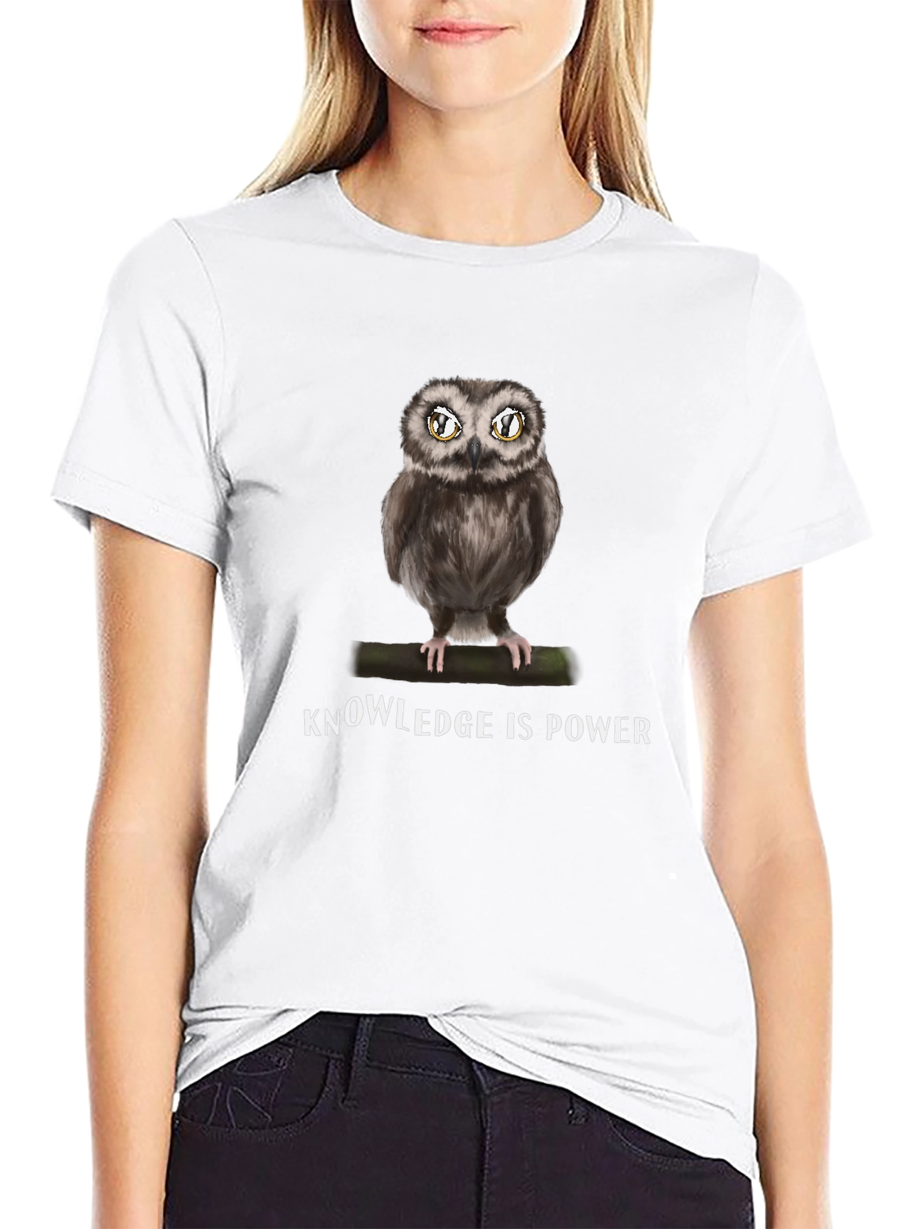 Knowledge is Power Owl Graphic T-Shirt