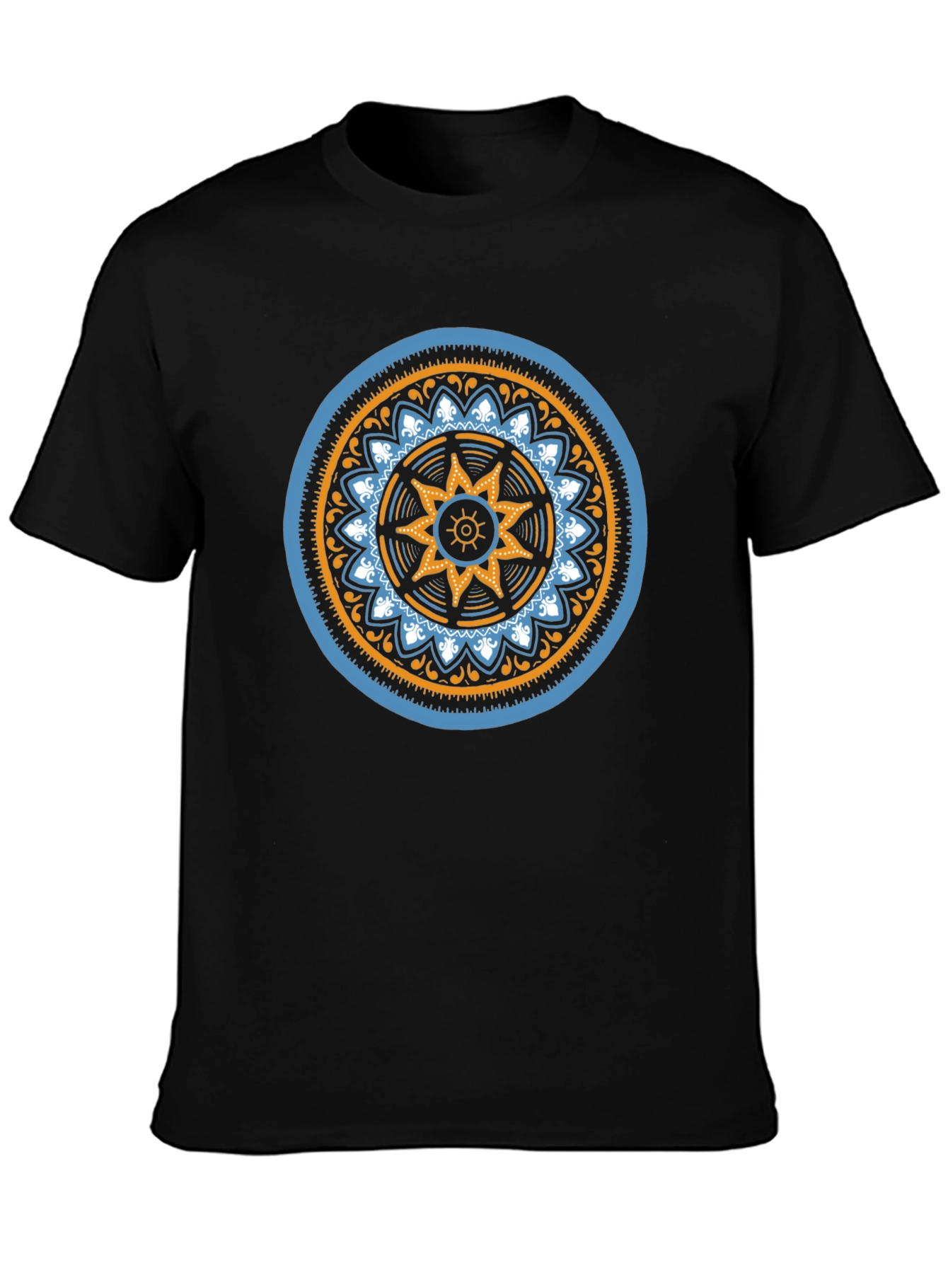 Geometric Mandala Graphic Black T-Shirt