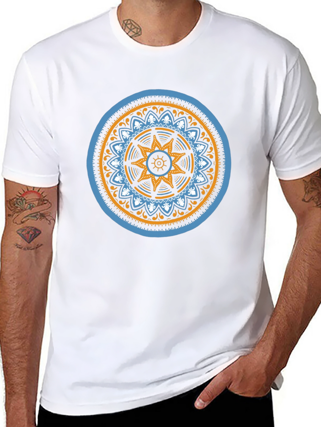 Geometric Mandala Graphic Black T-Shirt