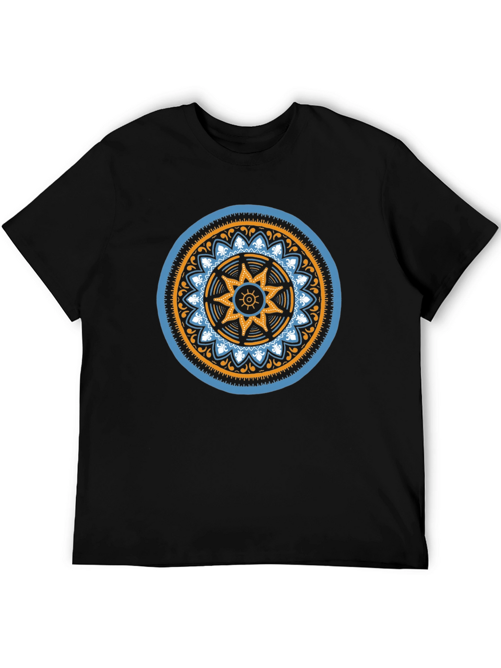 Geometric Mandala Graphic Black T-Shirt