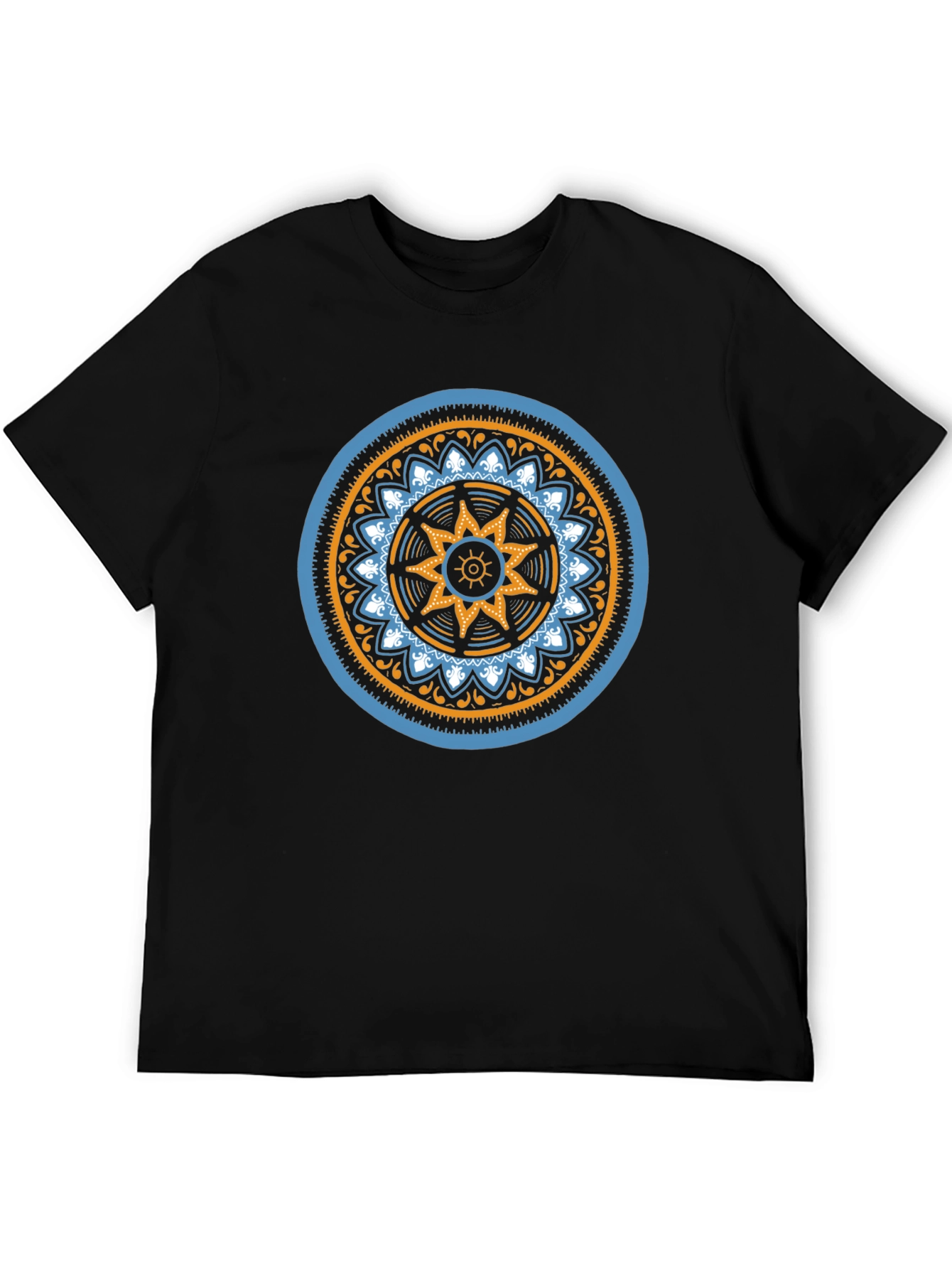 Geometric Mandala Graphic Black T-Shirt