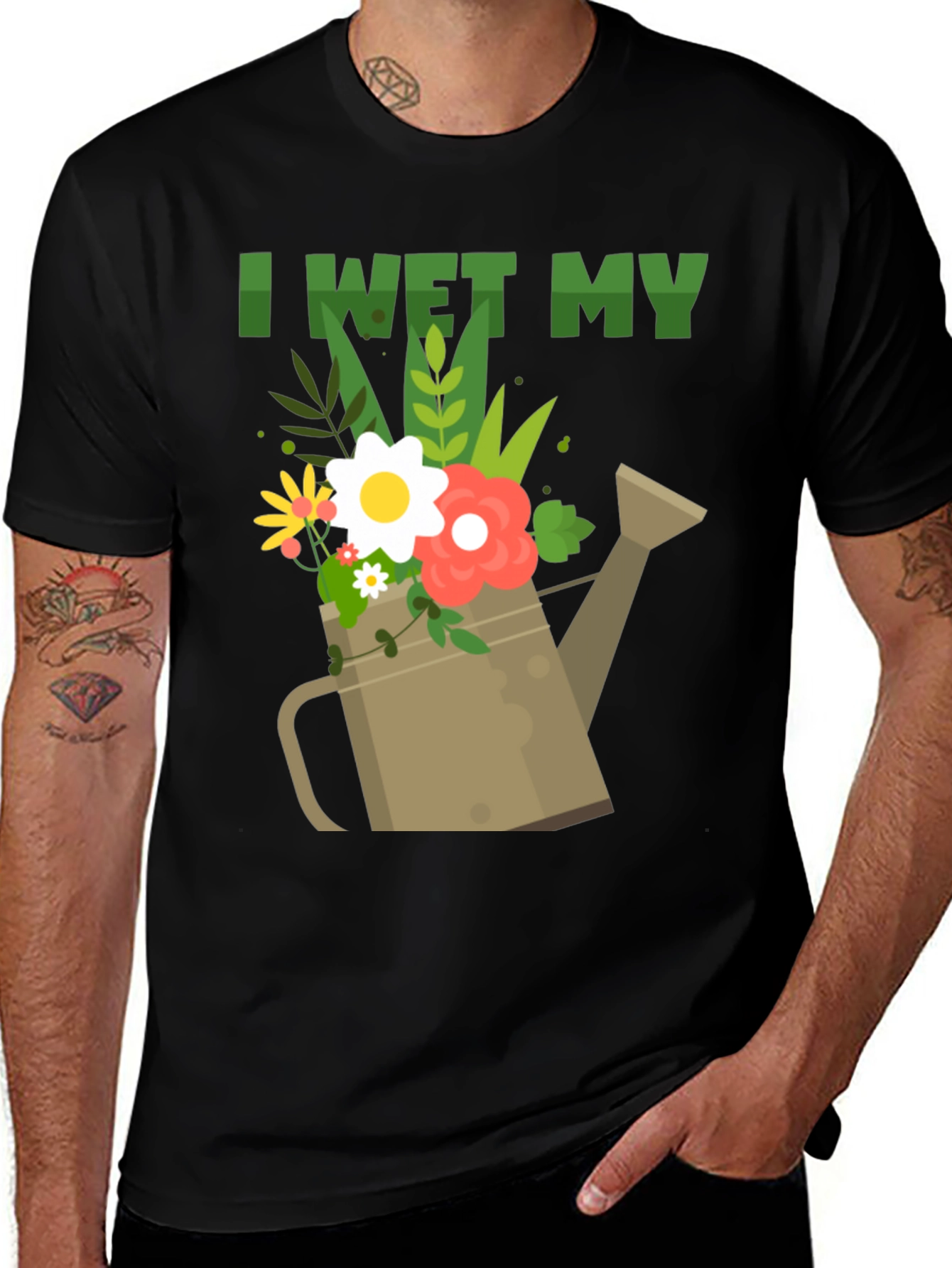 I Wet My Plants Graphic T-Shirt - Gardener Humor Tee