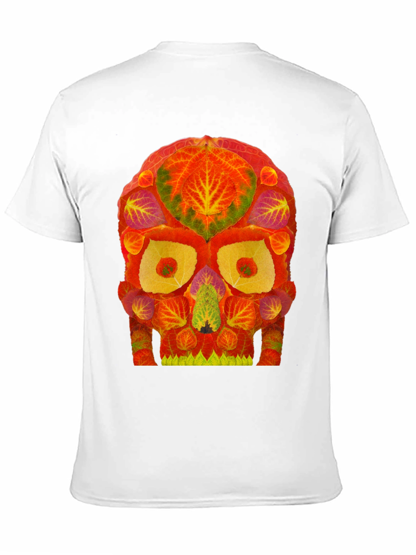 Autumn Leaves Skull Graphic Tee - Unique Nature Design