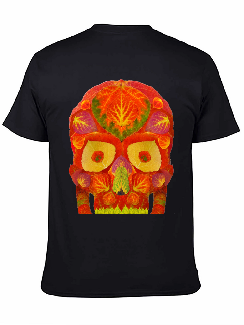 Autumn Leaves Skull Graphic Tee - Unique Nature Design