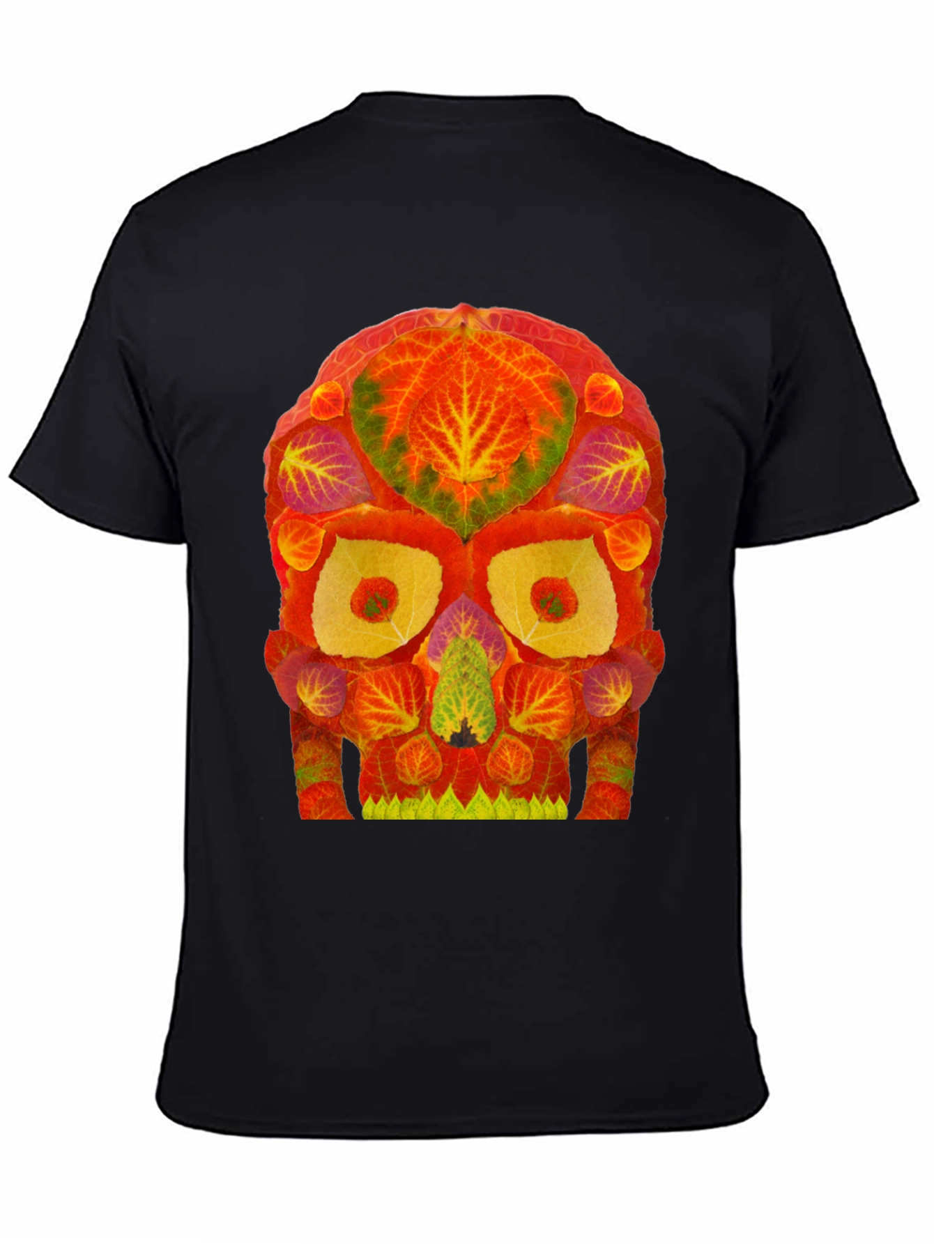 Autumn Leaves Skull Graphic Tee - Unique Nature Design