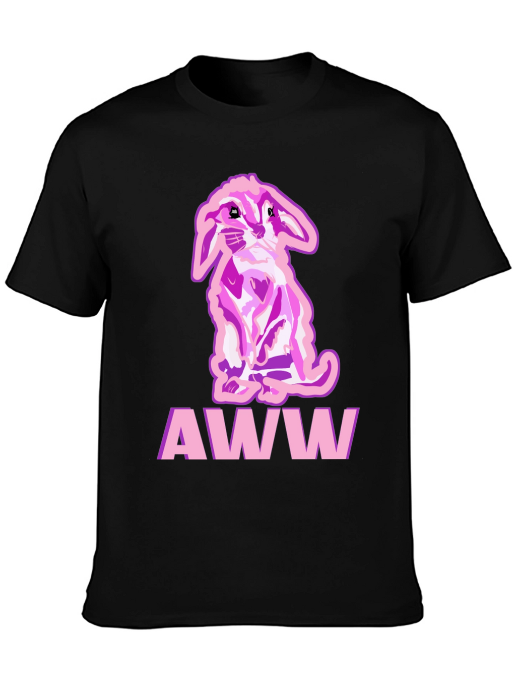 Aww Cute Bunny Black T-Shirt
