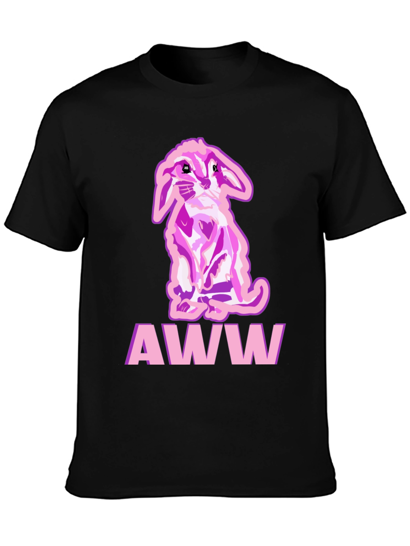Aww Cute Bunny Black T-Shirt