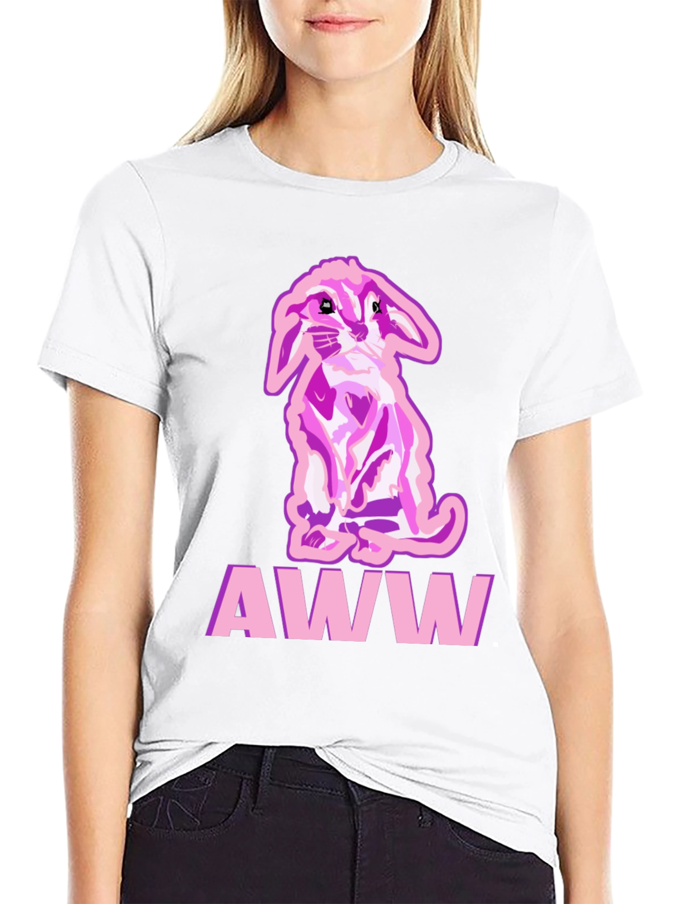 Aww Cute Bunny Black T-Shirt