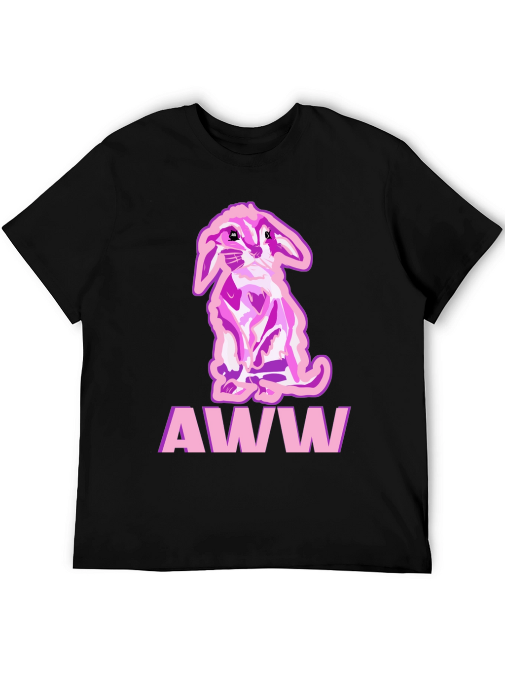 Aww Cute Bunny Black T-Shirt