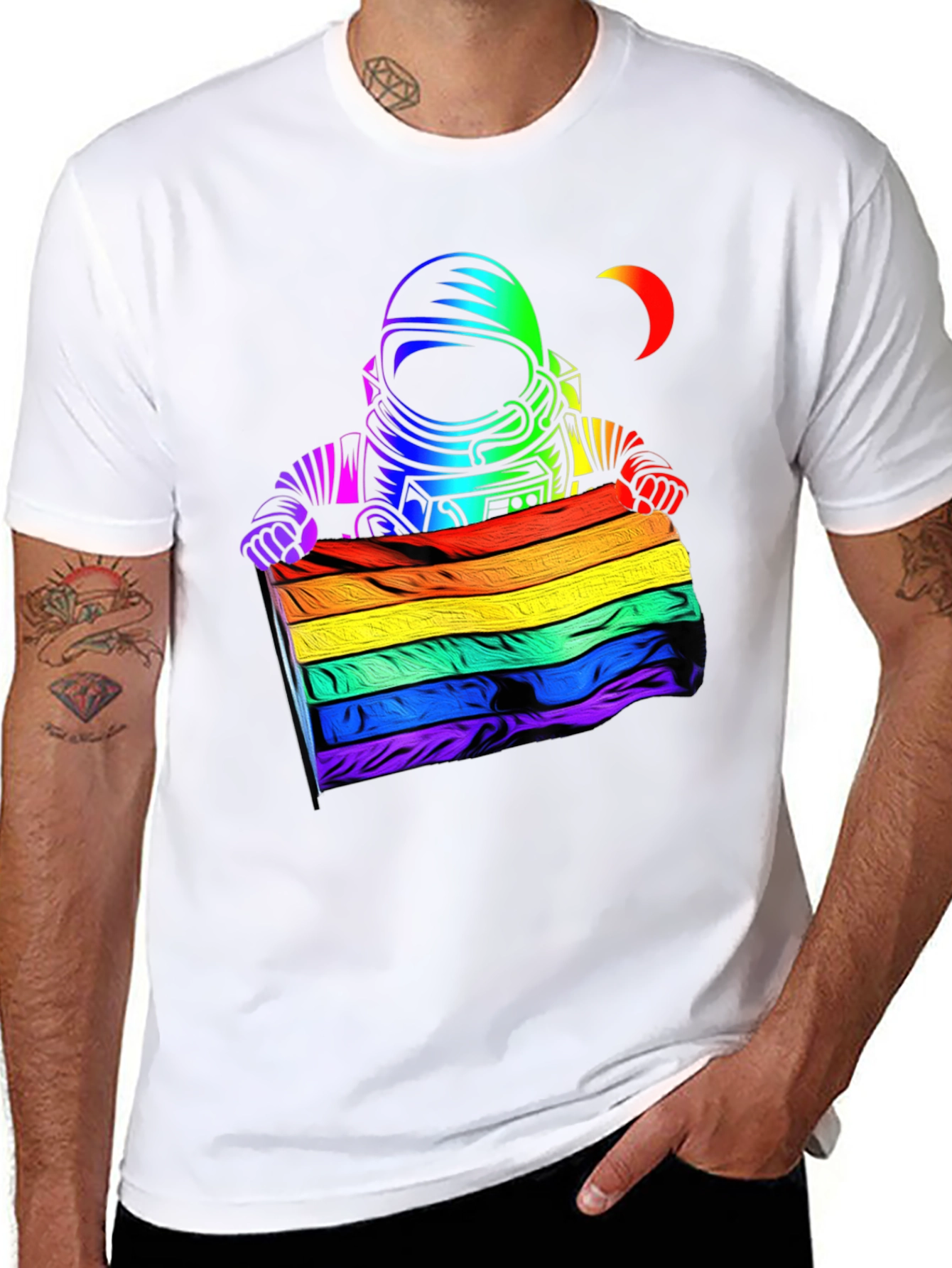 Astronaut Pride T-Shirt - Colorful LGBT Space Tee