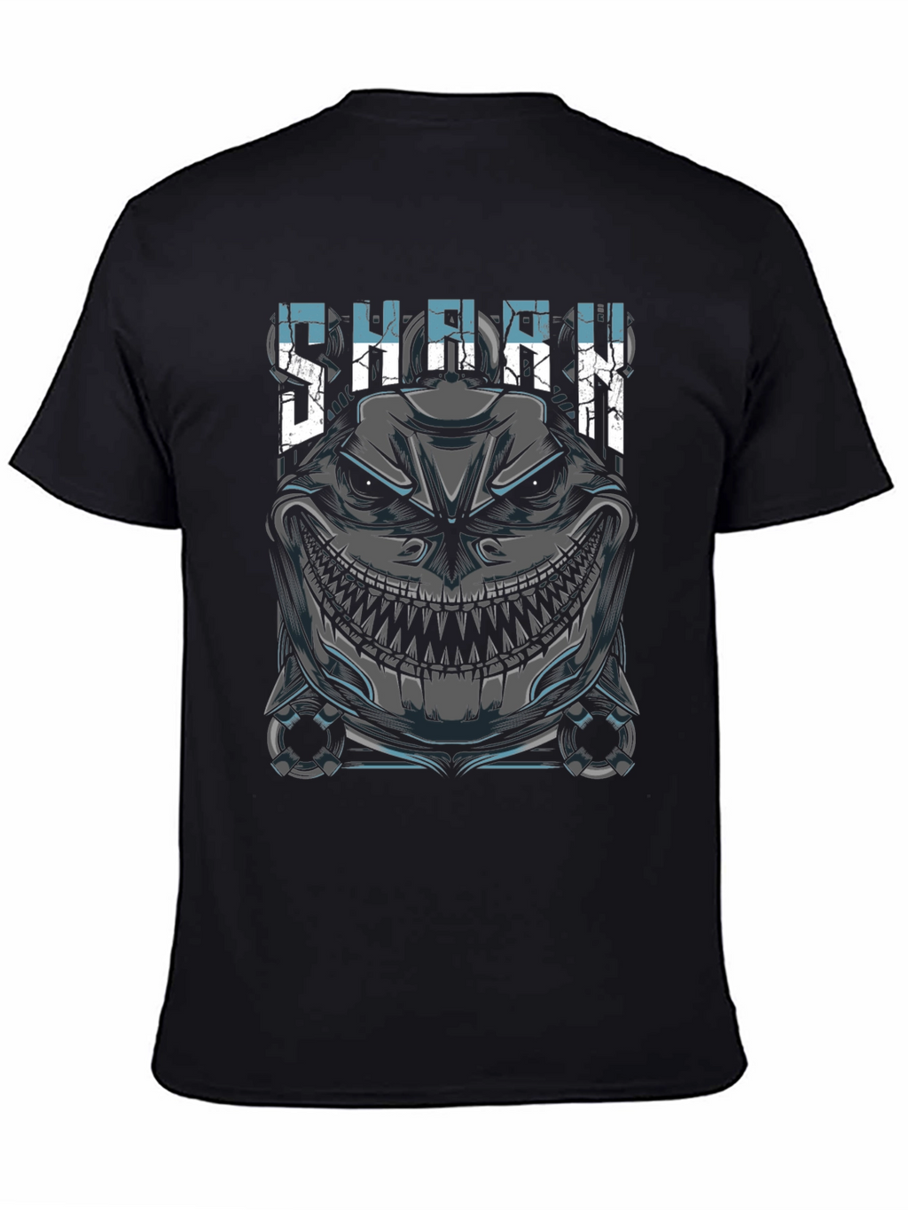 Mens Shark Graphic Print Black T-Shirt