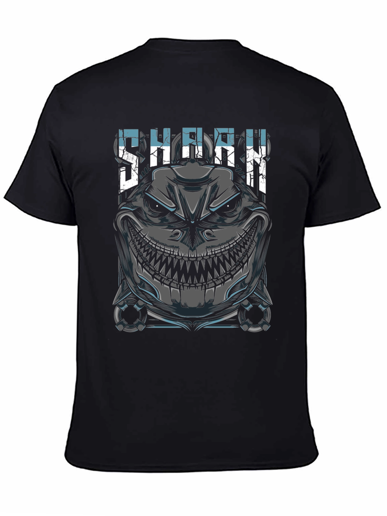 Mens Shark Graphic Print Black T-Shirt