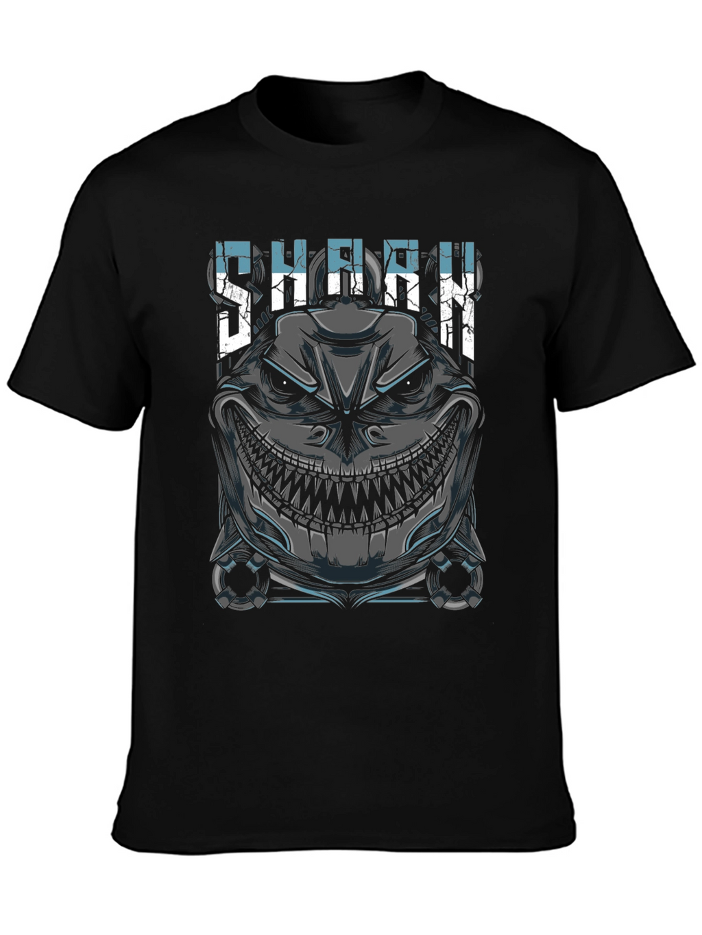 Mens Shark Graphic Print Black T-Shirt