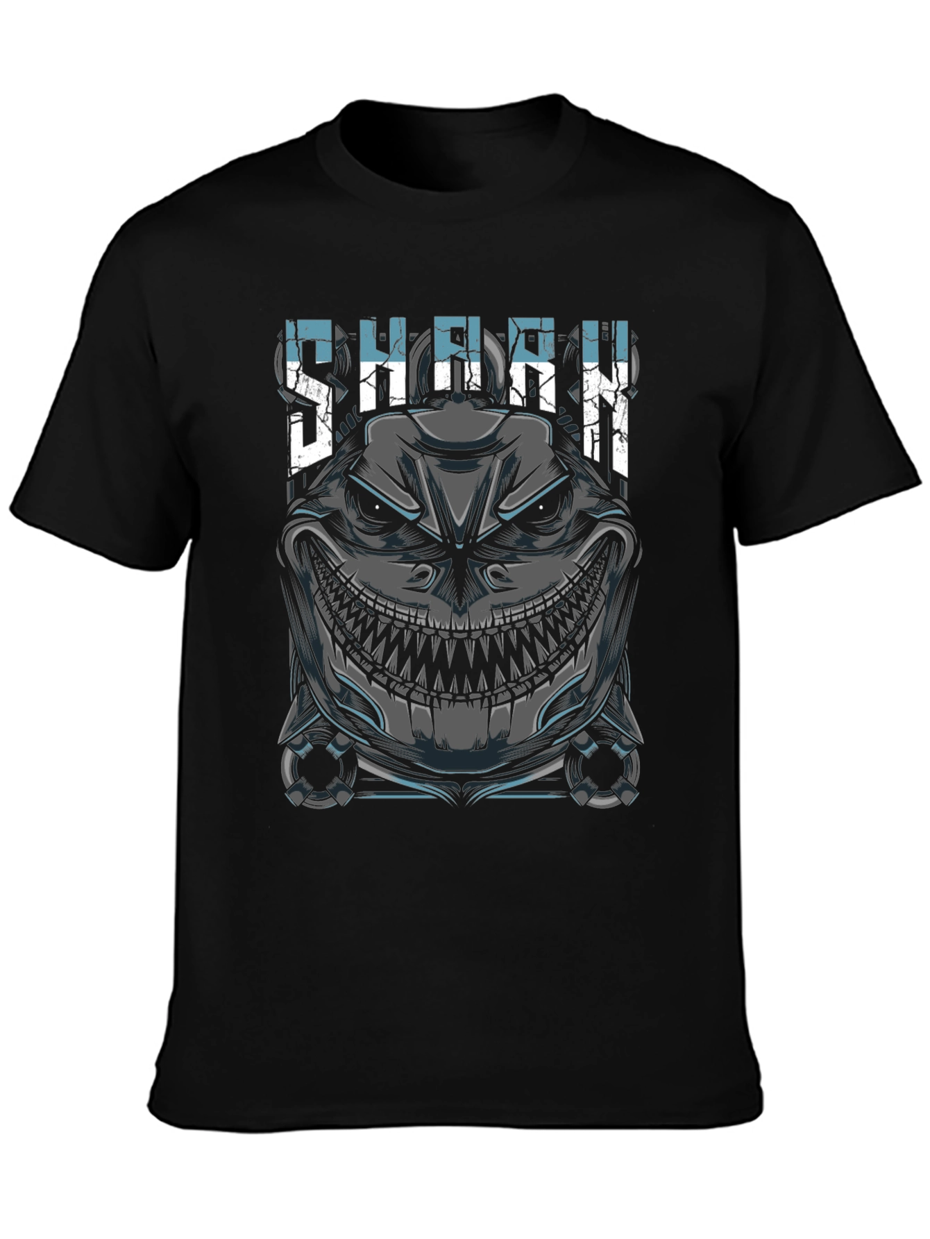 Mens Shark Graphic Print Black T-Shirt