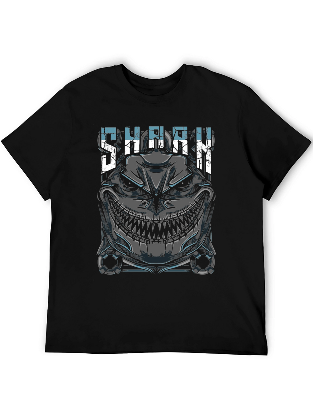 Mens Shark Graphic Print Black T-Shirt