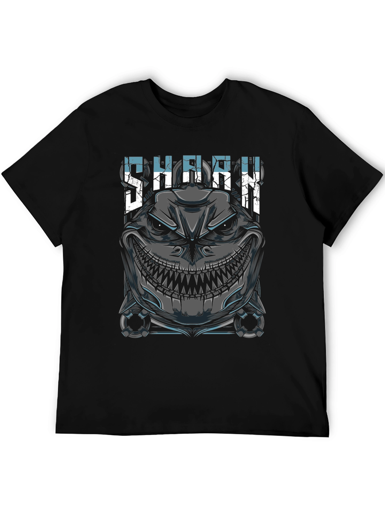 Mens Shark Graphic Print Black T-Shirt