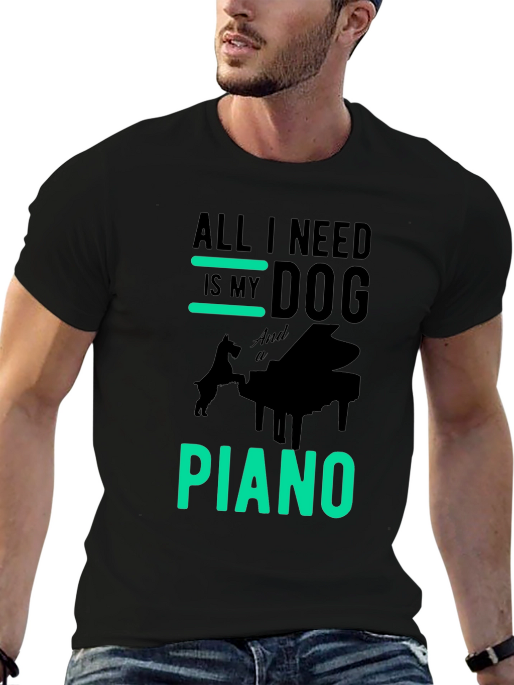 Dog & Piano Graphic Tee - All I Need