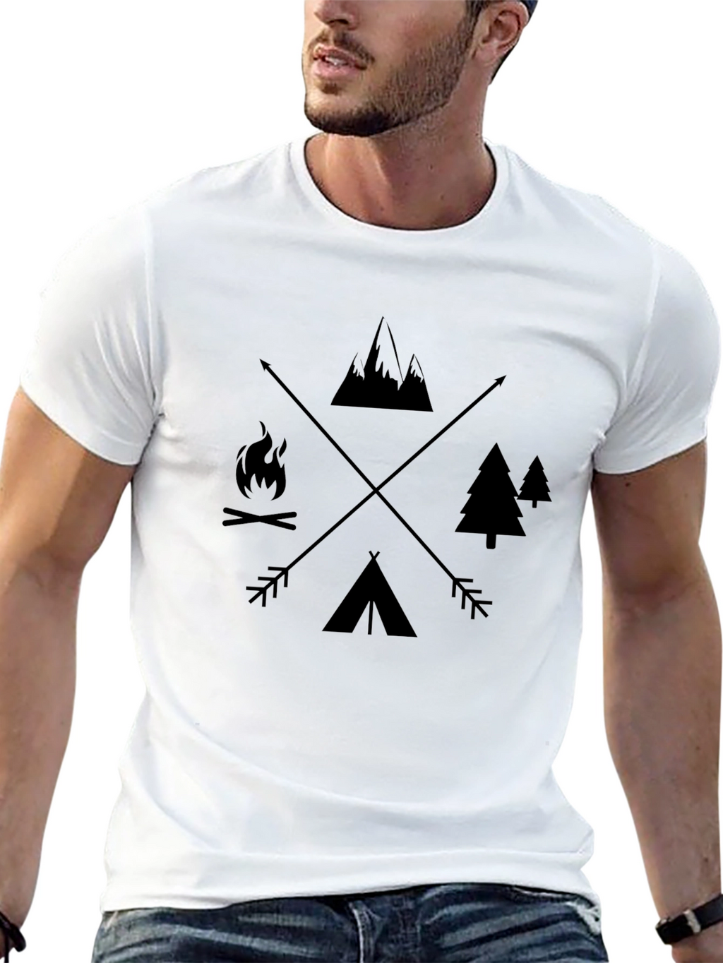 Outdoor Adventure Graphic Tee - Camping Design
