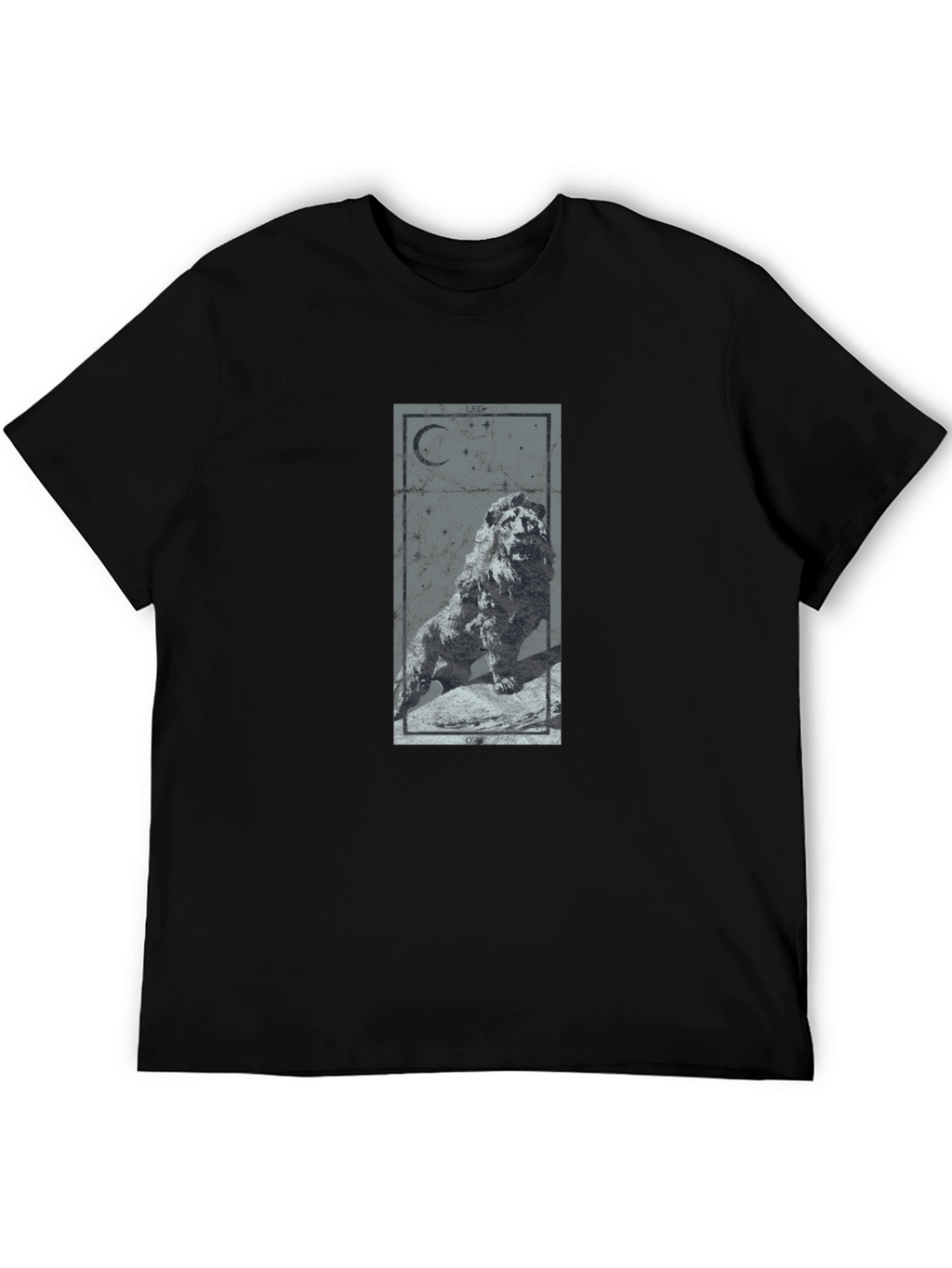 Lion Moon Graphic Tee - Mens Black T-Shirt