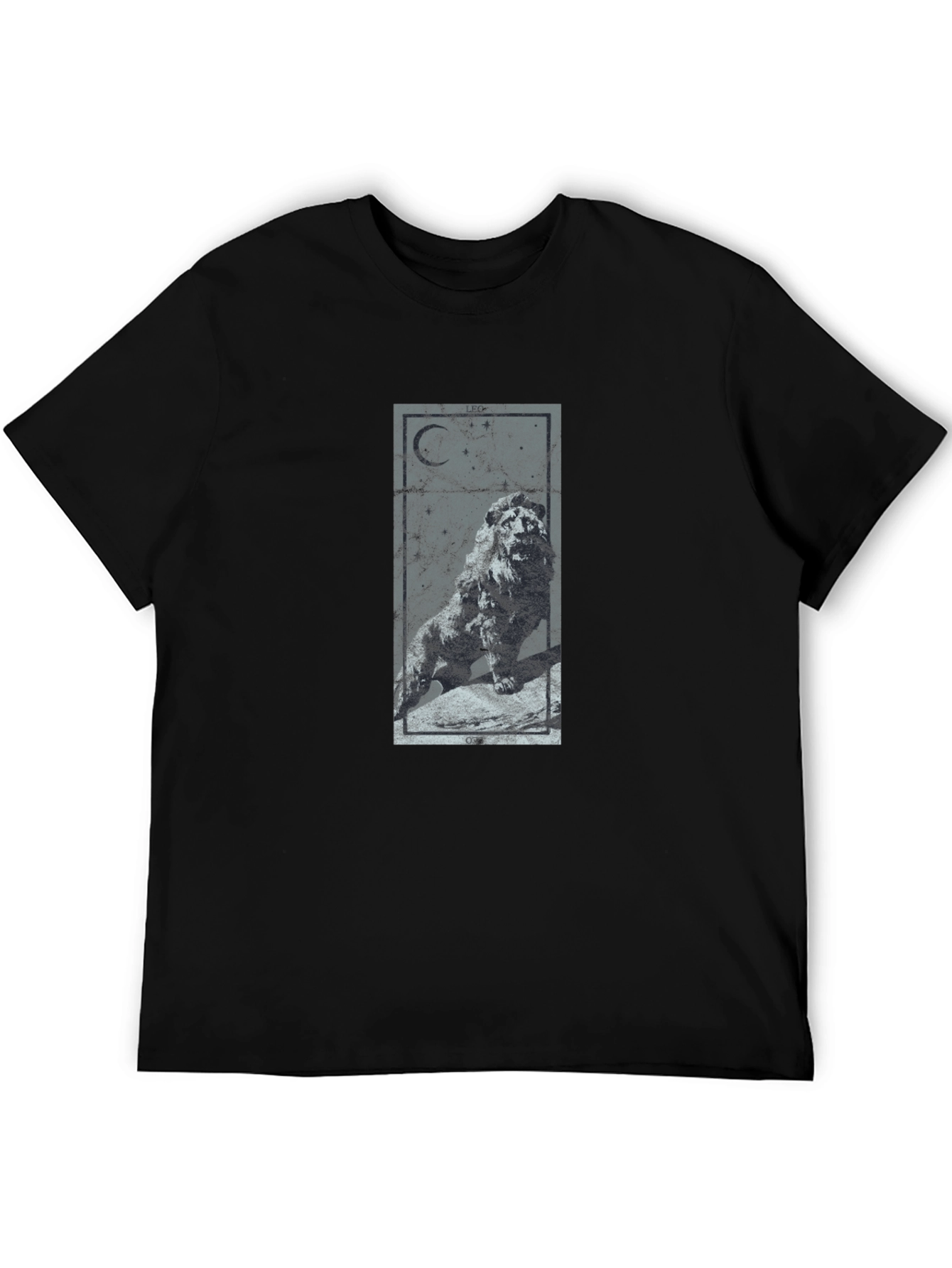 Lion Moon Graphic Tee - Mens Black T-Shirt