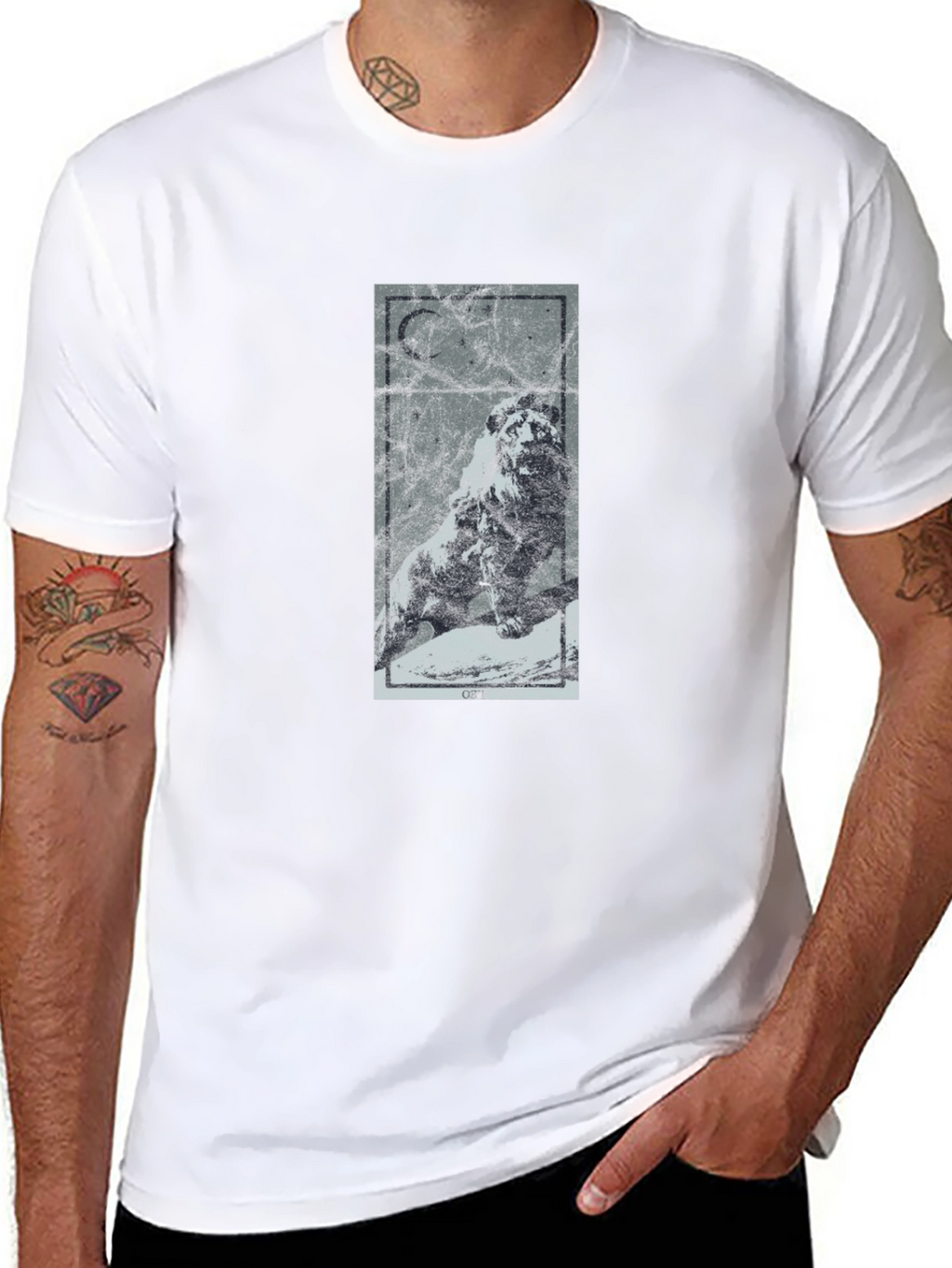 Lion Moon Graphic Tee - Mens Black T-Shirt