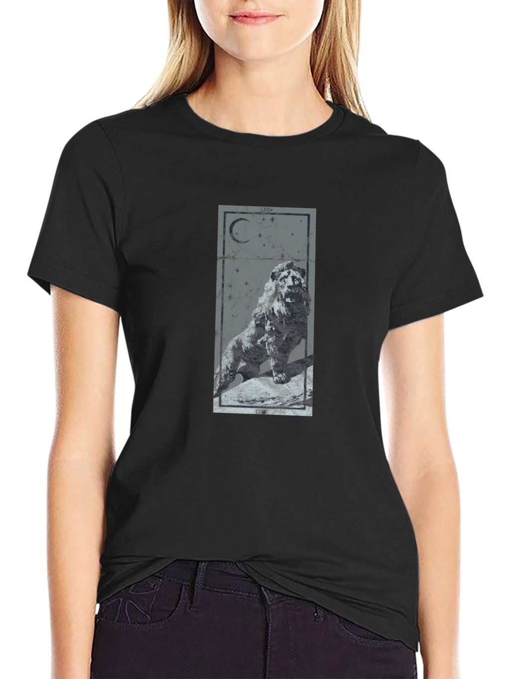 Lion Moon Graphic Tee - Mens Black T-Shirt