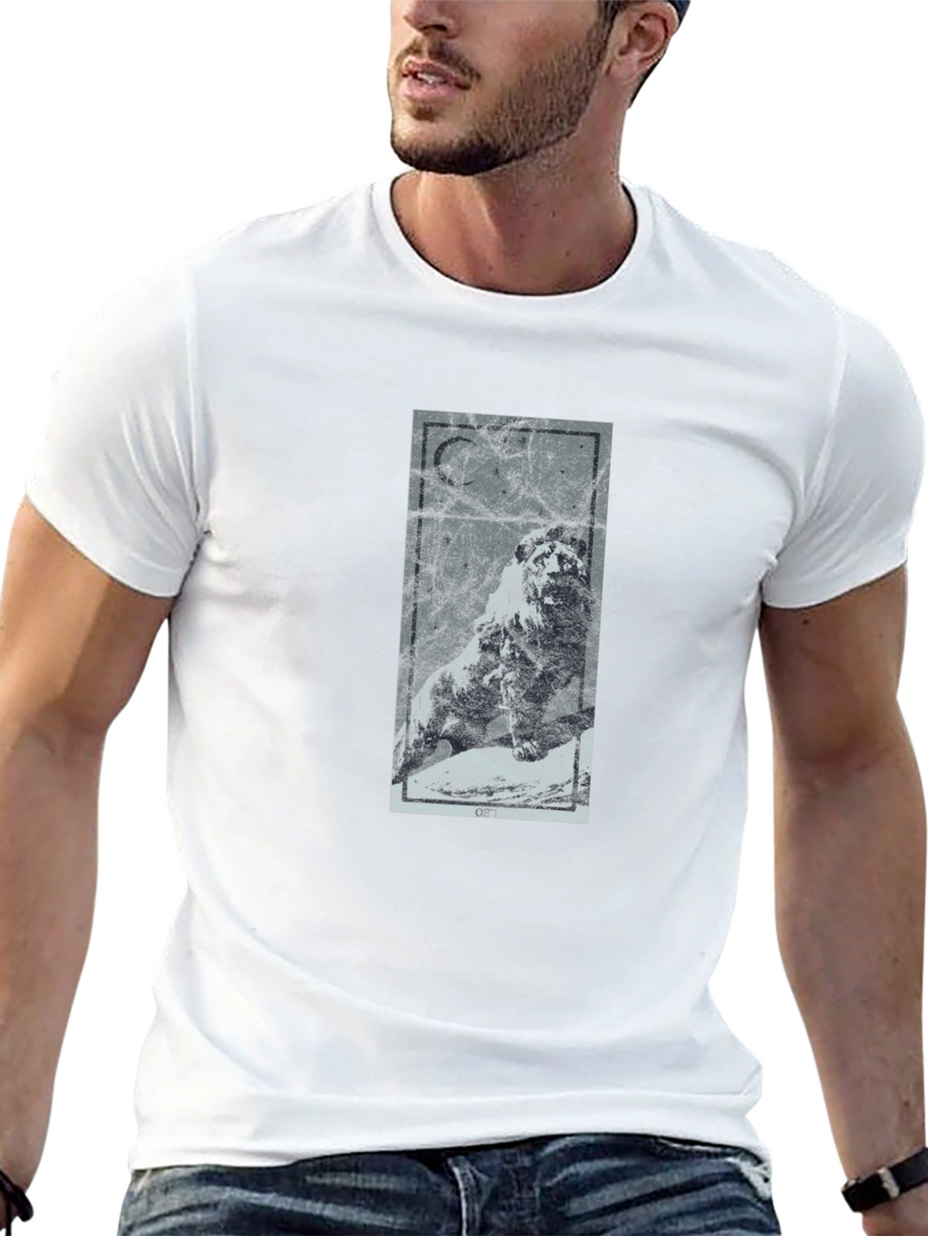 Lion Moon Graphic Tee - Mens Black T-Shirt