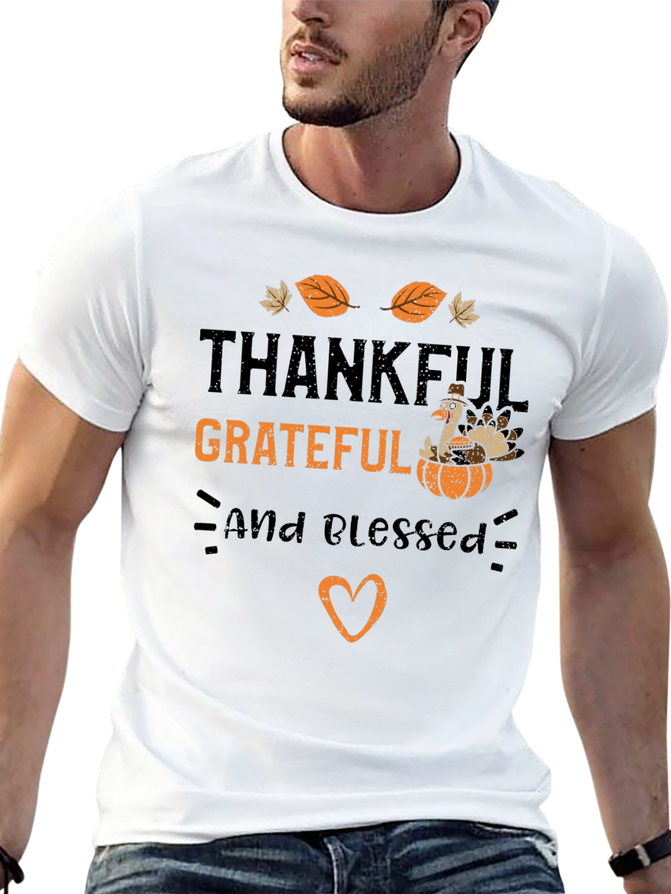 Thankful Grateful & Blessed Turkey T-Shirt