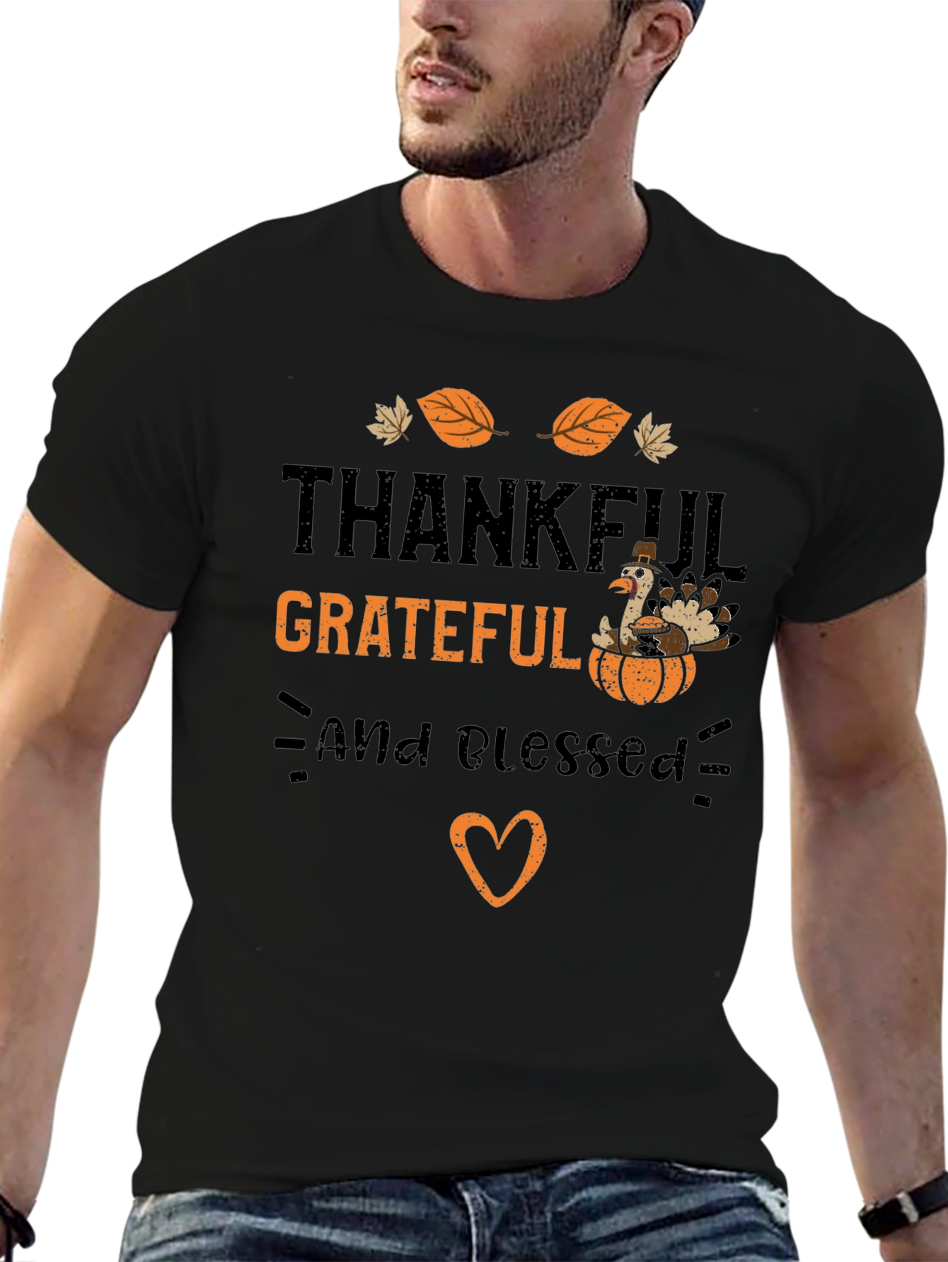 Thankful Grateful & Blessed Turkey T-Shirt