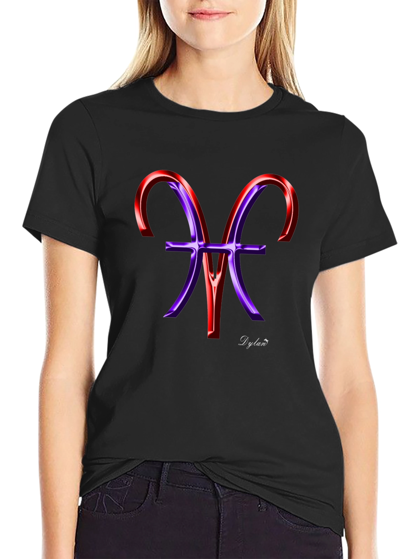 Stylish Black Tee with Artistic Zodiac Graphic