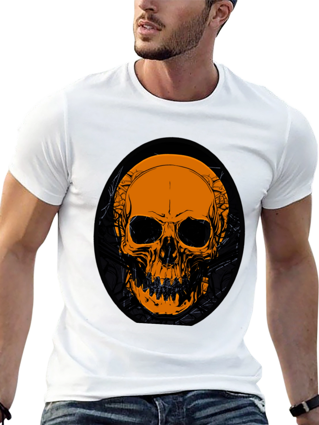 Skull Graphic Tee - Black Cotton T-Shirt