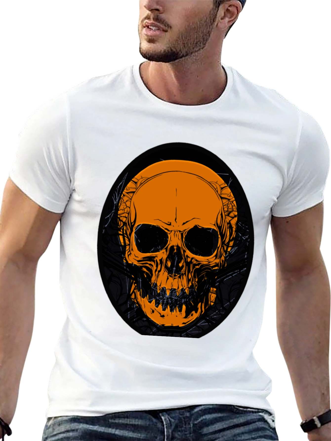 Skull Graphic Tee - Black Cotton T-Shirt