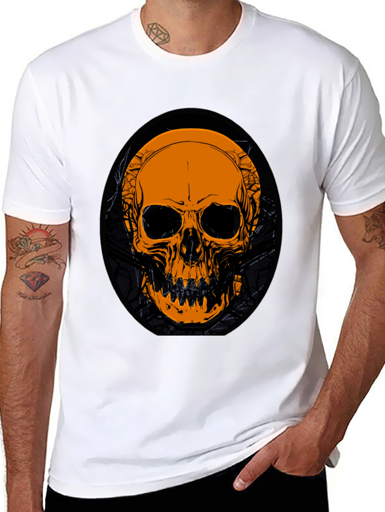 Skull Graphic Tee - Black Cotton T-Shirt