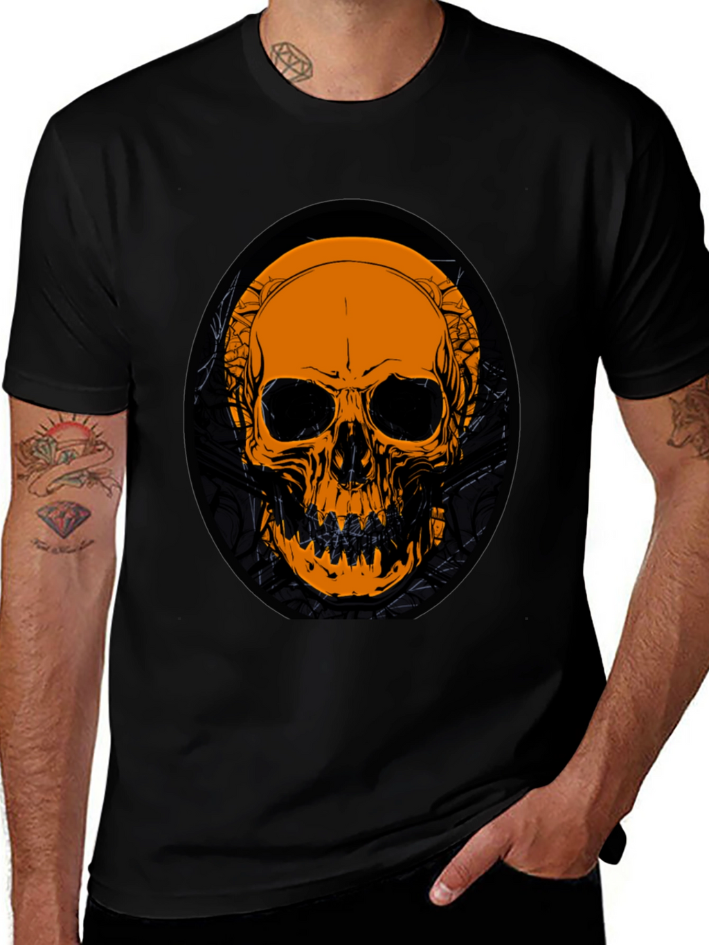 Skull Graphic Tee - Black Cotton T-Shirt