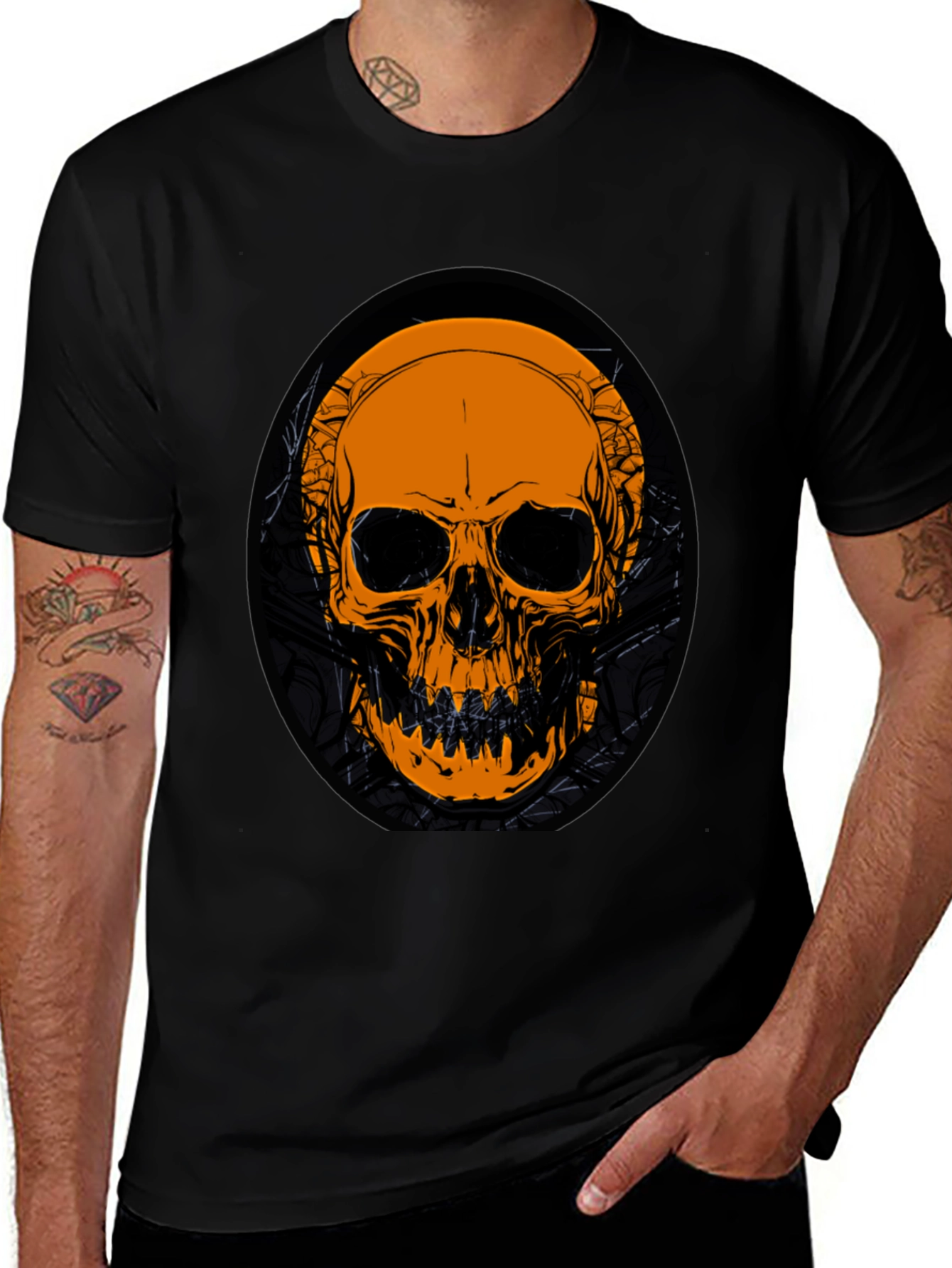 Skull Graphic Tee - Black Cotton T-Shirt