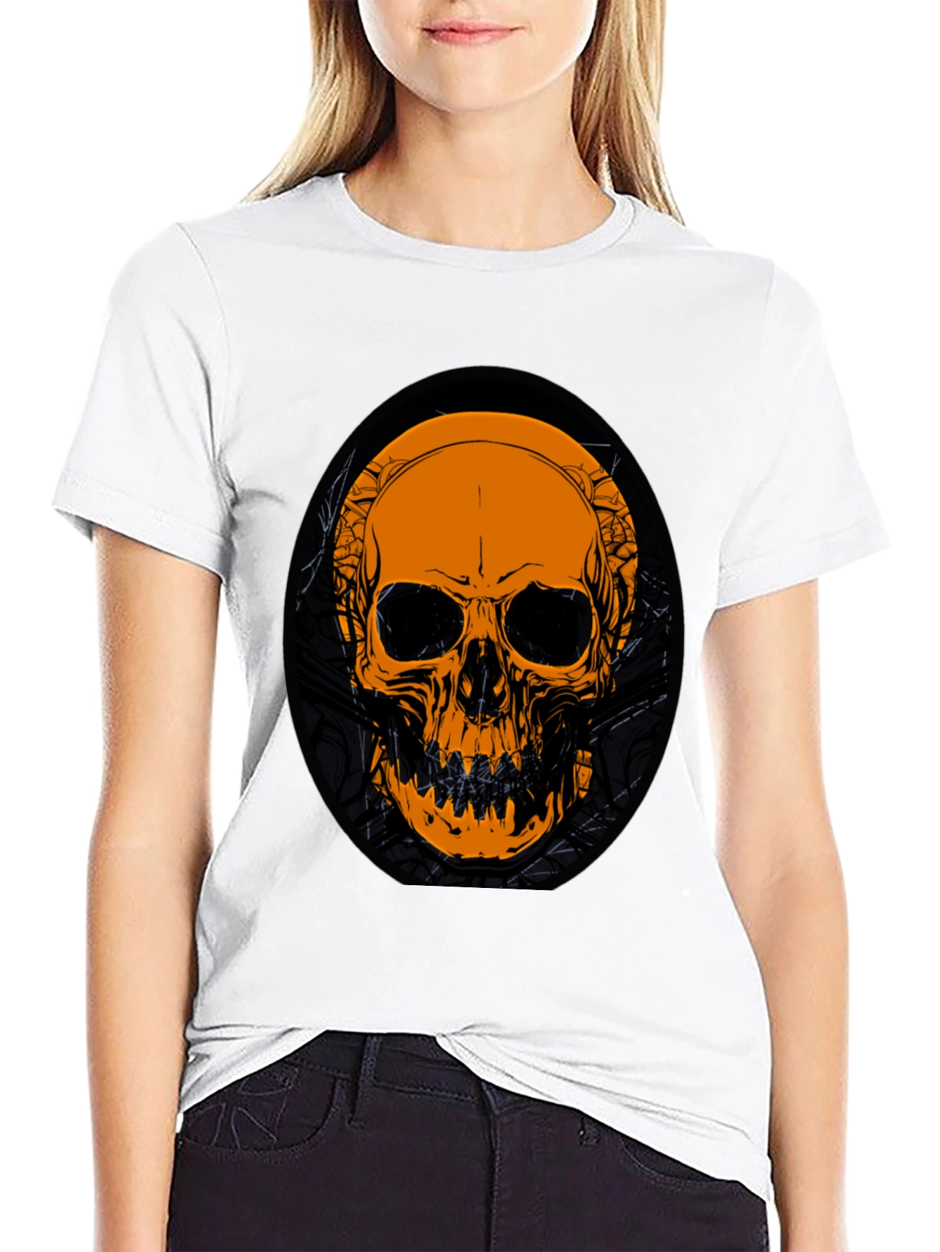 Skull Graphic Tee - Black Cotton T-Shirt