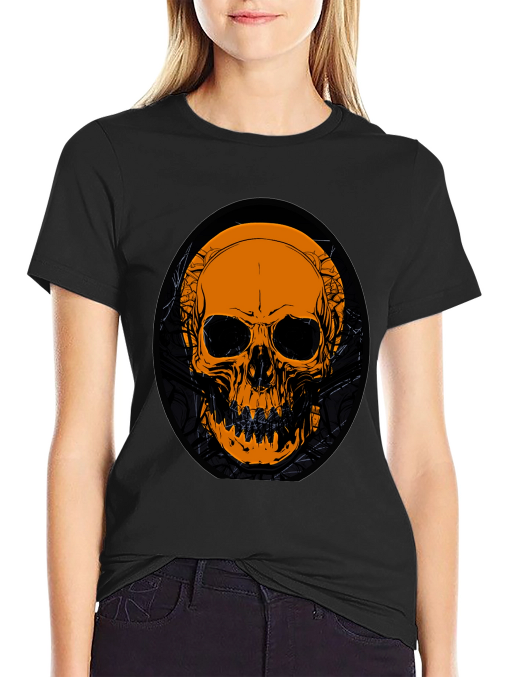 Skull Graphic Tee - Black Cotton T-Shirt